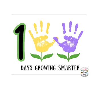Preview of 100th Day of School Handprint Art Craft Printable Template / Flowers Crafts