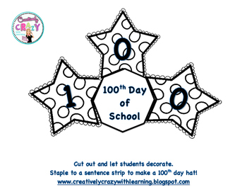 Preview of 100th Day of School Hat