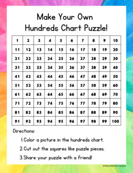 100th day of school hundreds chart mystery puzzle by rachelle mccracken