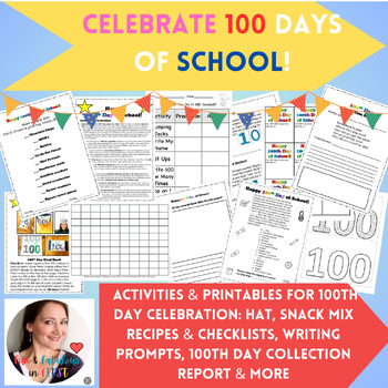 Preview of 100th Day of School: Kindergarten and First Grade Activities and Printables