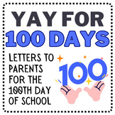 100th Day of School Letter to Parents | Editable Notes for