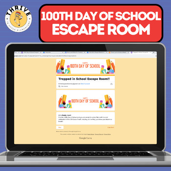 Preview of 100th Day of School - MATH ESCAPE ROOM - 3rd/4th Grade - Word Problems