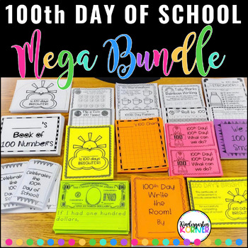 Preview of 100th Day of School NO PREP MEGA Pack - Kindergarten 1st Math Writing Literacy