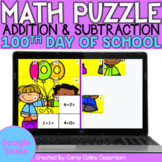 100th Day of School Math Activities | Mystery Picture Puzzle | Addition 