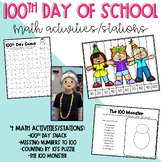 100th Day of School Math Activity Stations Kindergarten Ce