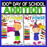 100th Day of School Math Addition Color by Number Free