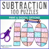 1st or 2nd Grade SUBTRACTION 100th Day of School Math Game