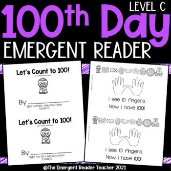 Preview of 100th Day of School Math Emergent Reader - Level C