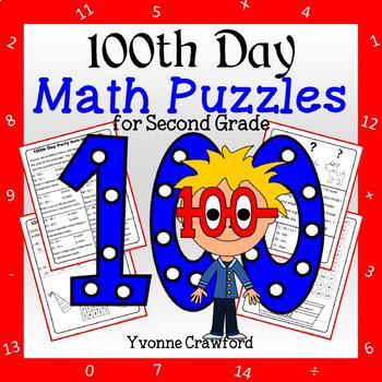 Preview of 100th Day of School Math Puzzles | 2nd Grade | Math Enrichment