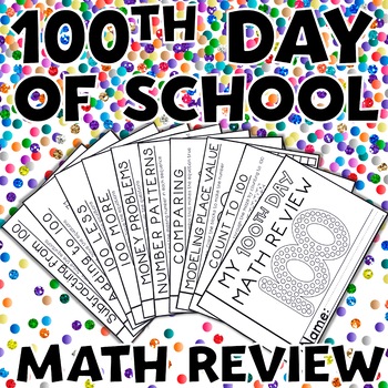 Preview of 100th Day of School Math Review Activity Booklet 2nd Grade 100 Days