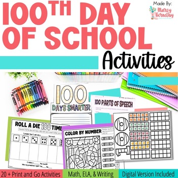 Preview of 100th Day of School Math and Writing Activities and Games