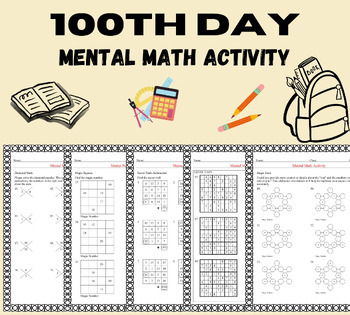 Preview of 100th Day of School Mental Math Activity