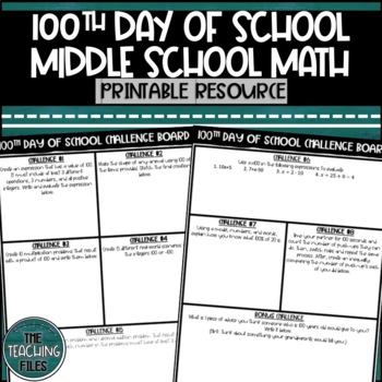 Preview of 100th Day of School Activity | Middle School Math