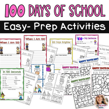 100th Day of School No Prep Worksheets and Activities | TpT
