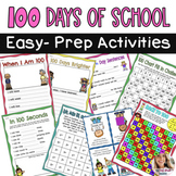100th Day of School No Prep Worksheets and Activities