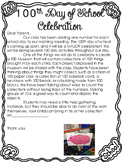 100th Day of School Note to Parents