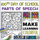 100th Day of School Parts of Speech Color by Number Colori