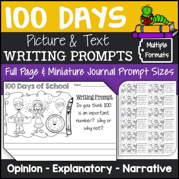 Preview of 100th Day of School Picture Writing Prompts Activity for 3rd Grade
