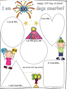 100th Day of School Poster (with bonus worksheets) by First Grade Fanatics