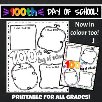 Preview of 100th Day of School Printable