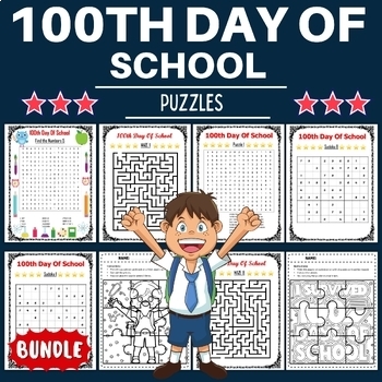 Preview of 100th Day of School Puzzles With Solution - Fun 100th Day of School Activities