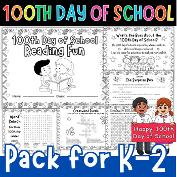 Preview of 100th Day of School Reading Comprehension Passages & More ! Pack for K-2 bundle