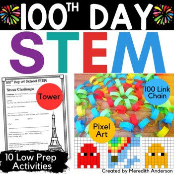 Preview of 100th Day of School STEM Activity Challenges 1⭕⭕ Includes Technology and Art