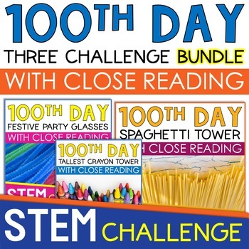 Preview of 100th Day of School STEM Activities Challenge Project with Reading BUNDLE