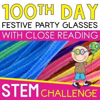 Preview of 100th Day of School Glasses STEM Activities Challenge Project with Reading