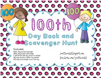 Preview of 100th Day of School Scavenger Hunt and Book