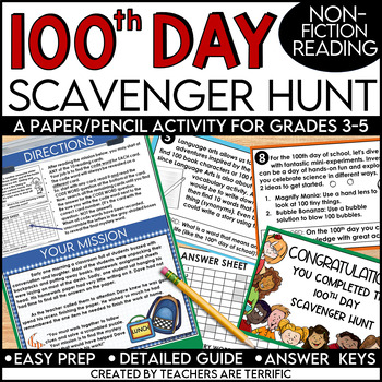 Preview of 100th Day of School Scavenger Hunt featuring Nonfiction Reading