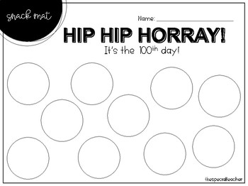 Preview of 100th Day of School Snack Mat