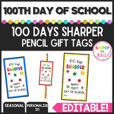 100th Day of School Tag l Gift Tag for Pencil l 100 Days S