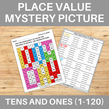Preview of 100th Days of School Tens & Ones Place Value 120 Chart Mystery Picture