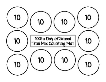 Preview of 100th Day of School Trail Mix Counting Mat