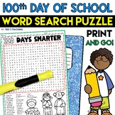 100th Day of School Word Search Puzzle Early Finisher Word Find