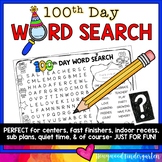100th Day of School Word Search Puzzle . Literacy Centers 