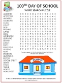 100th Day of School Word Search Puzzle | Vocabulary Activi