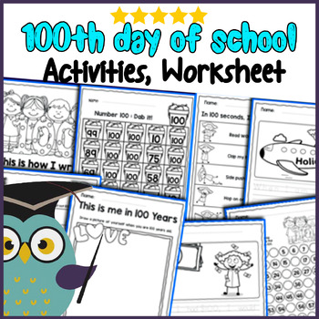 Preview of 100th Day of School Worksheets and Activities No Prep