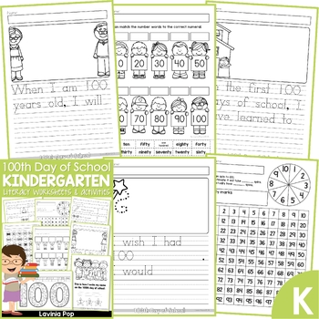 Preview of 100th Day of School Worksheets and Activities No Prep