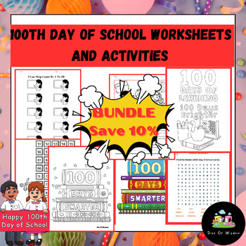 Preview of 100th Day of School Worksheets and Activities No Prep\Games,Math,Caft