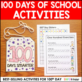 Preview of 100th Day of School Activities with Crown, Hat, Crafts, Literacy, Math, & More