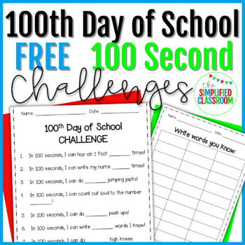 Preview of FREE 100th and 101st Day of School Challenge