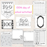 100th day of school math writing literacy craft activities