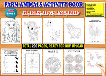 100th day of school activities Farm Animals Activity Pages for Kids