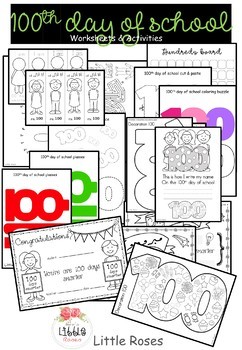 Preview of 100th day of school activities & worksheet Arabic & English