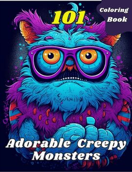 Preview of 101 Adorable Creepy Monsters Coloring book For Adults and Teens Gift Idea