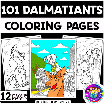 Preview of 101 Dalmatians Characters Coloring Pages I Fun Cartoon Artistic Adventures