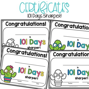 101 Days Smarter Certificate by Ashley #39 s Goodies TpT