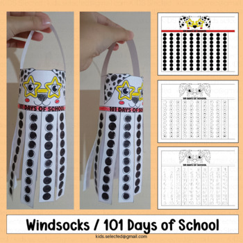 Preview of 101 Days of School Activities Dalmatians 100th Day Windsock Math Craft Project